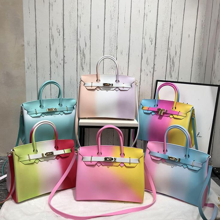 

HBP Autumn/Winter Color Portable Personalized Jelly Bag Women's Shoulder Messenger Bags Large Capacity European And American Rainbow Frosted Handbag, As pic