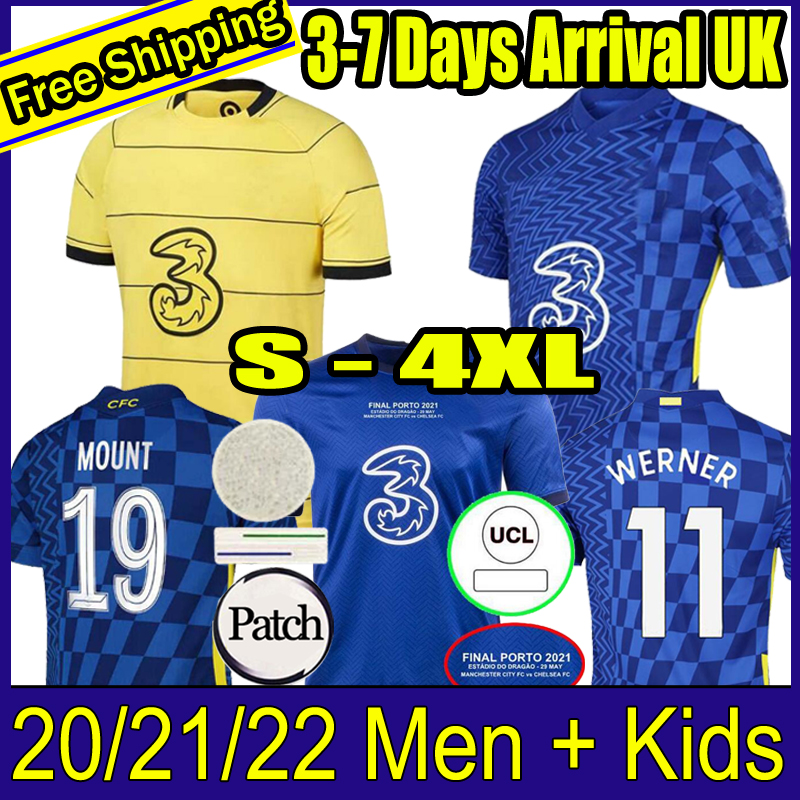 

Thailand 20 21 22 ABRAHAM WERNER HAVERTZ CHILWELL ZIYECH Soccer Jerseys 2021 2022 PULISIC Football Shirt KANTE MOUNT Men Kids sets Kits tops, 21-22 away