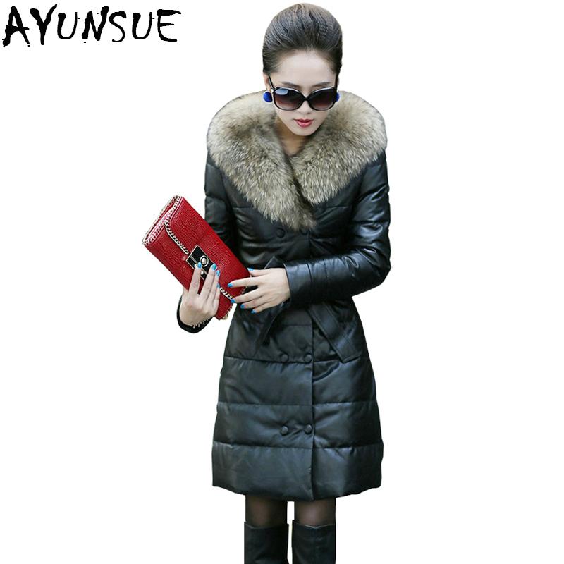 

Women's Leather & Faux AYUNSUE Plus Size 4XL 5XL 2021 Jacket Womern Parkas Warm Large Fur Cotton Coat Casaco De Couro Feminino LX2199, Black
