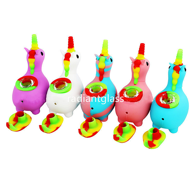 

silicone smoke pipe colors unicorn shape filter pipe small hookah mini bong bubbler