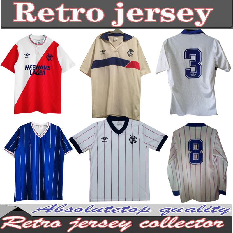 

84-87 90-93 94 95 96 97 98 99 Glasgow Rangers retro jersey away home GASCOIGNE LAUDRUP football jersey MCCOIST football jersey uniform, Black;yellow