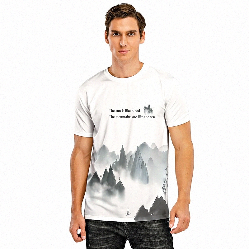 T-shirt Tee T-shirt 3D Imprimé graphique Imprimé de montagne Peinture Ronde Cou Décontracté Jour quotidien 3D Imprimé à manches courtes Tops Casu