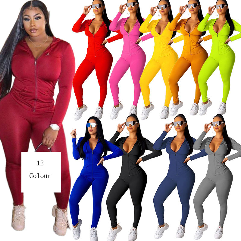 

Women Casual solid color Two Piece Set Tracksuit Festival Clothing Fall Winter Top+Pant Sweat Suits Neon 2 Piece Outfits Matching Sets, Gray