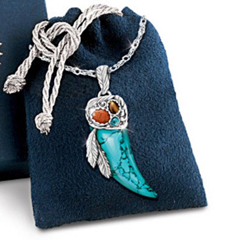 

Pendant Necklaces Bohemia Bird Nest Eggs Necklace Natural Turquoises Tiger Stone Chain For Women Boho Wolf Tooth Jewelry