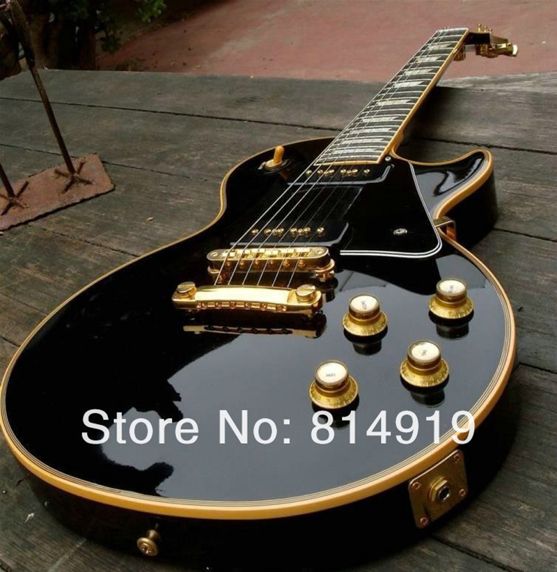 

Custom 1958 Black Beauty Electric Guitar Yellow Body Binding, 5 layers Pickguard, Pearl Block Inlay, Gold Hardware