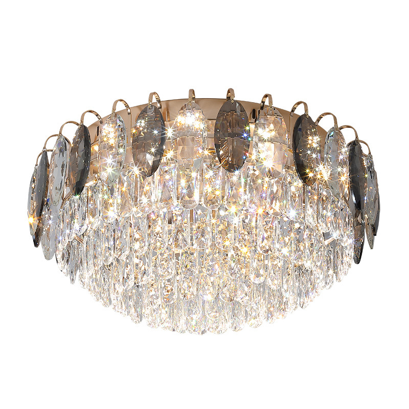 

Light luxury crystal Chandeliers ceiling lamp warm bedroom lamp modern round high-end dining room living