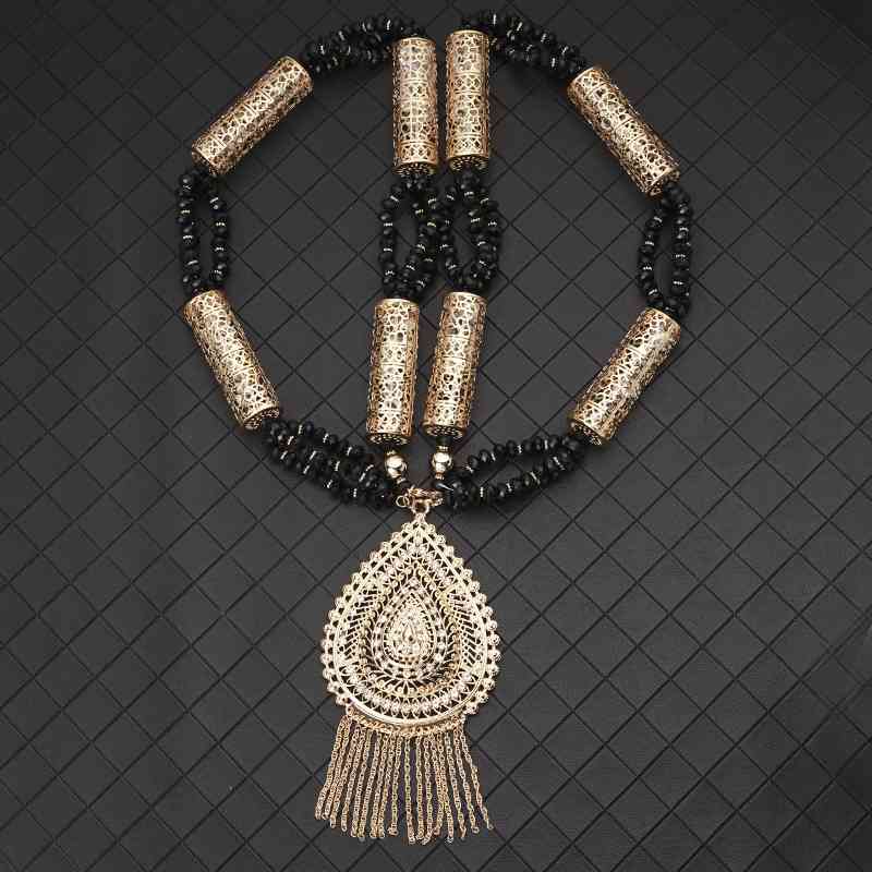 

Ethinic Chain Women Algeria Beads Pendant for Caftan Dress Luxury Bridal Long Necklace