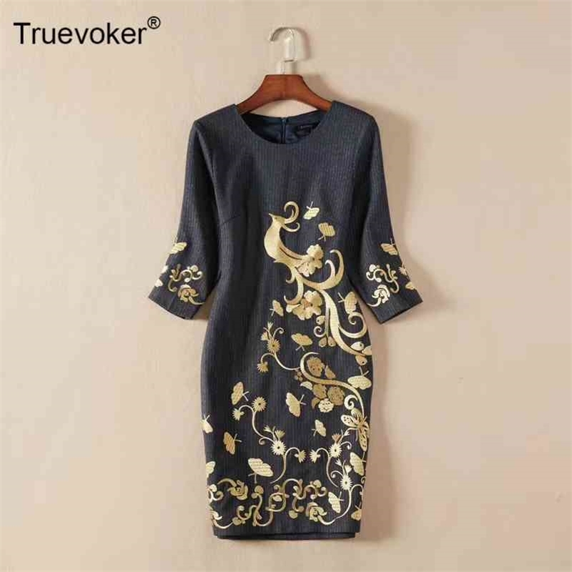 

Truevoker Designer Runway Fashion Dres Vintage Baroque Gold Totem Embroidery Black Mujer Festa Vestidos Elegant Robe 210602, Beige
