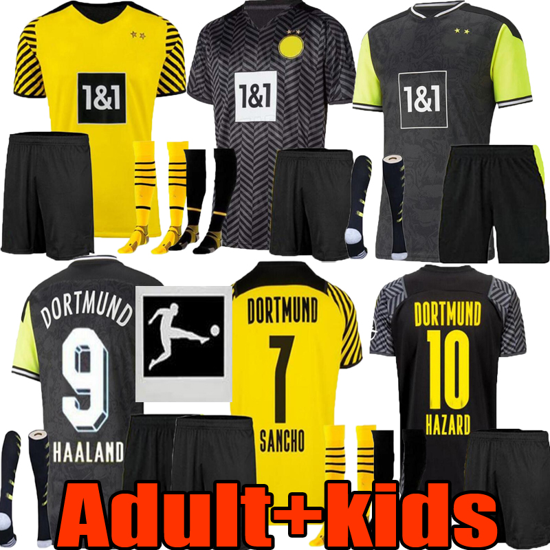 

21 22 Borussia HAALAND REUS dortmund soccer jerseys set 2021 2022 HAA^LAND HUMMELS BRANDT football shirt Adult  Socks kit uniforms, 2021 home
