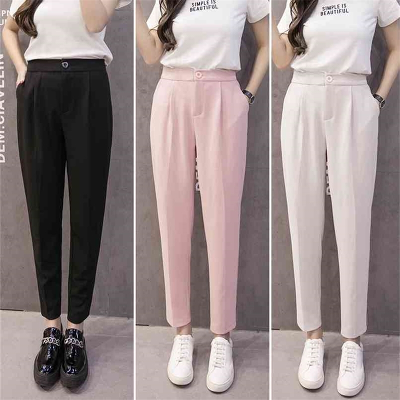 

Women Chiffon Pants Spring Summer Fashion Female Casual Solid Elasitc Waist Office Lady Career Harem Pant Trousers Pantalon 210520, Gray