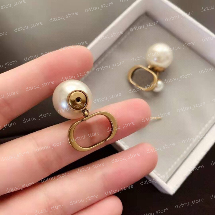

Women Luxurys Designers Earrings Fashion Jewelry Pearl Earring Diamonds Hoop Party Studs Sterling Silver Jewelrys Accessory Earrings NICE, Golden