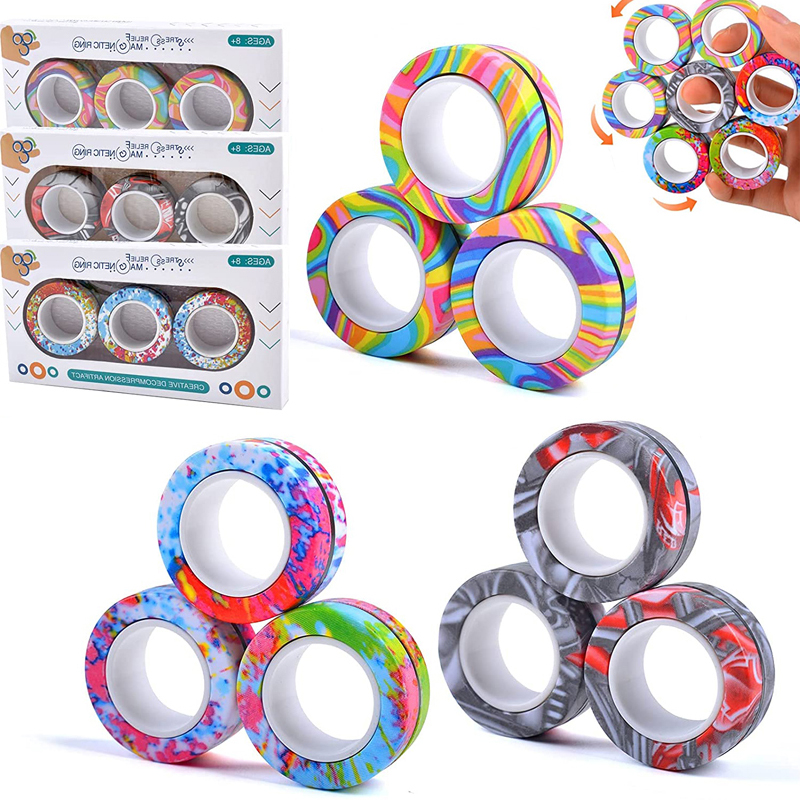 

Magnetic Rings Fidget Spinner Toy for Anxiety Relief Stress Toys Therapy Pack Adults Teens Kids