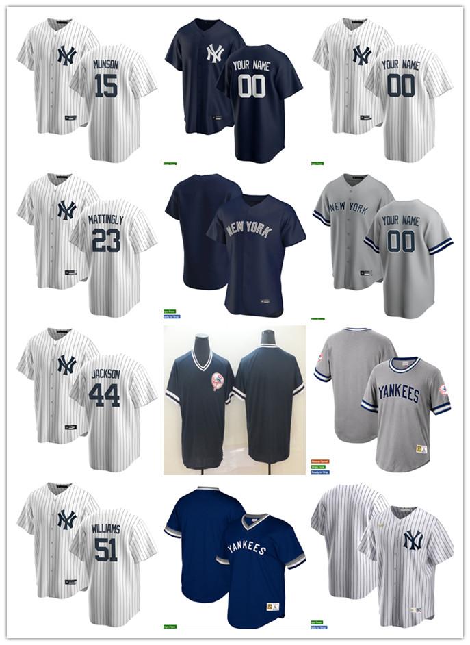 

Men Women Youth New York Yankees 23 Don Mattingly 51 Bernie Williams 44 Reggie Jackson 15 Thurman Munson Baseball Jersey Bla, Blue;black