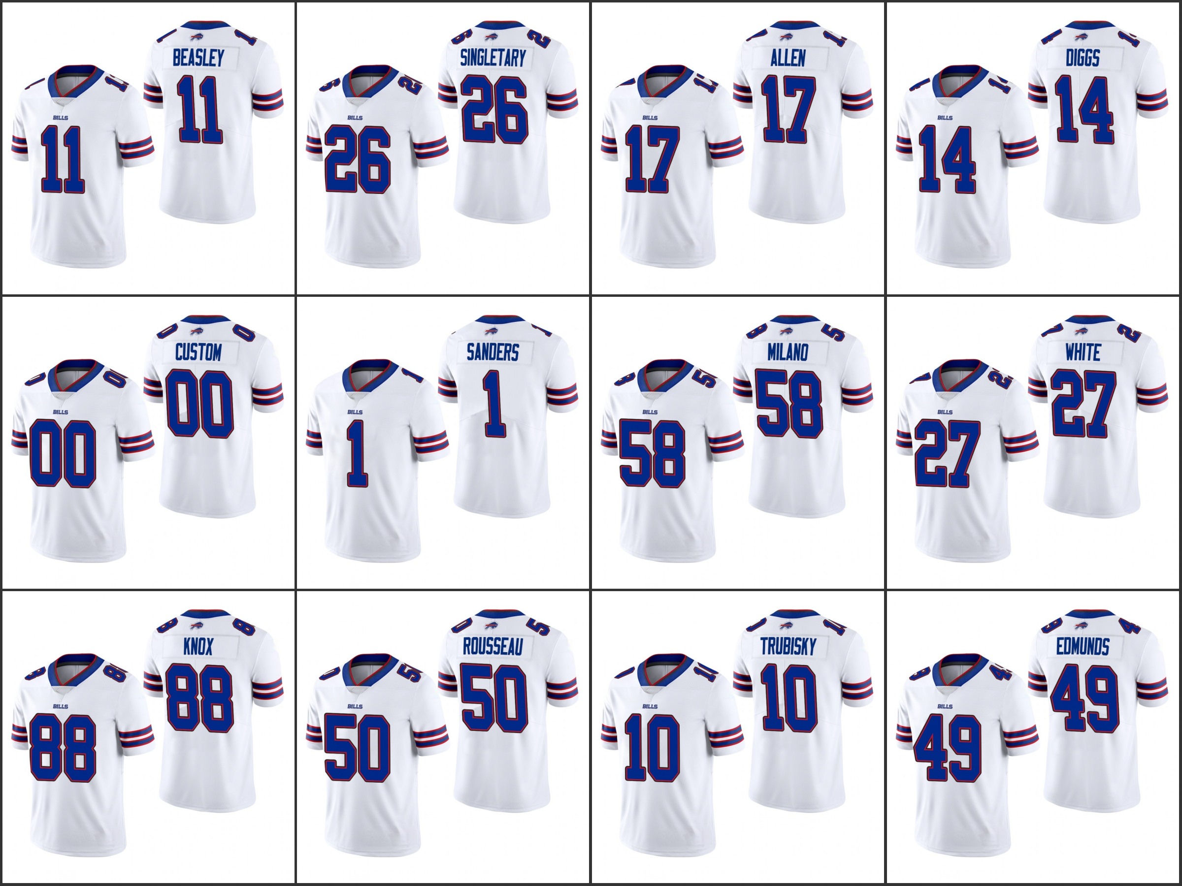 

BuffaloBillsMen Women Youth #17 Josh Allen 10 Mitchell Trubisky 26 Devin Singletary 14 Stefon Diggs 88 Dawson Knox Custom White Vapor Limited Jersey