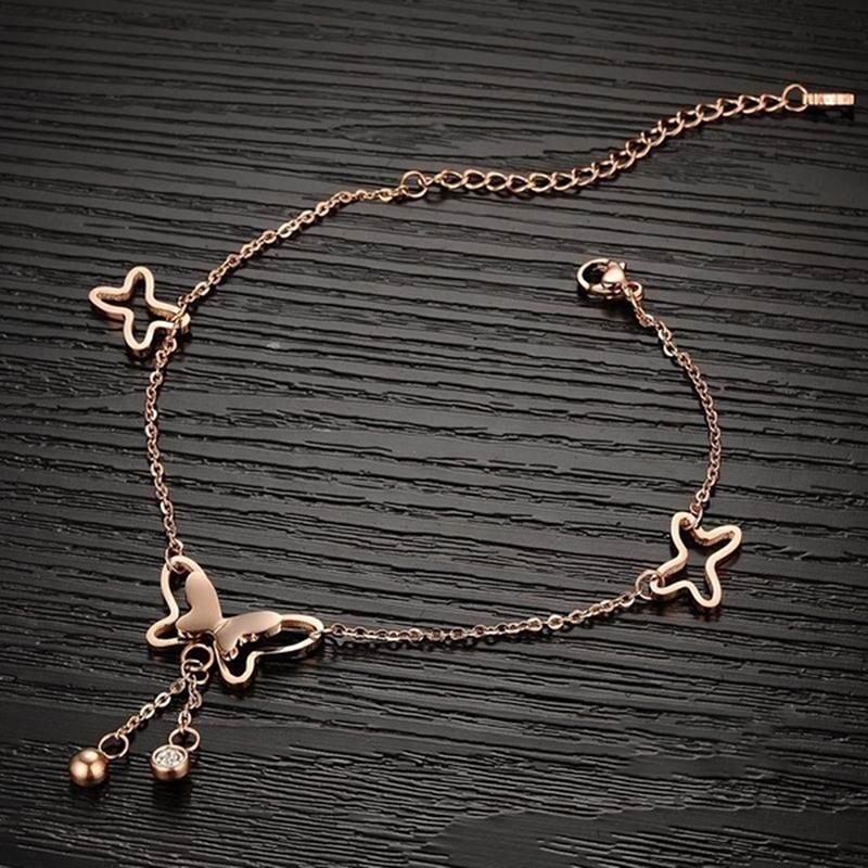 

Anklets 1Pcs Butterfly Pendant Foot Chain Summer Beach Leg Bracelet Handmade Anklet Jewelry, Red;blue