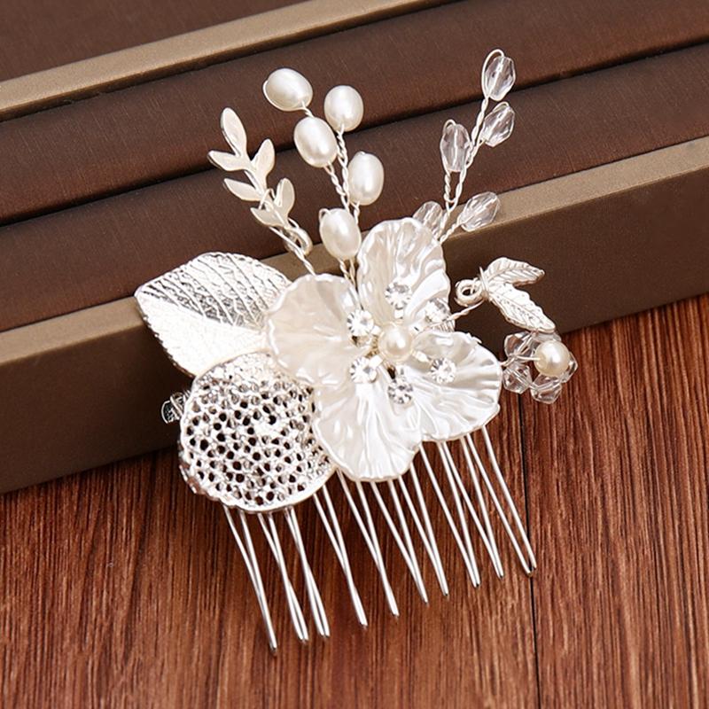 

Hair Clips & Barrettes Handmade Flower Bridal Comb Wedding Accessories Tiara Head Jewelry Pearl Headpiece Ornaments, Golden;silver