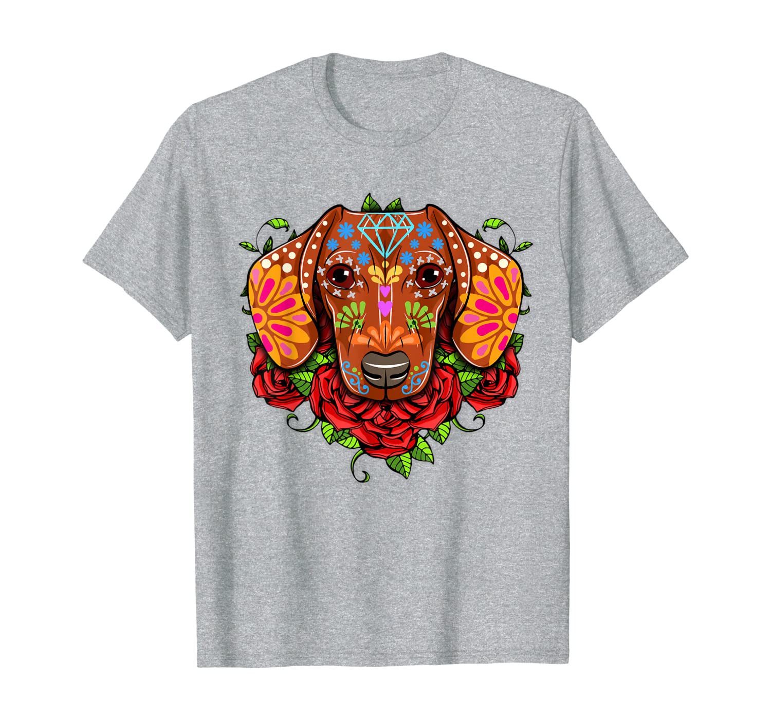 

Dachshund Dogs Skulls Day of the Dead Sugar Skull Dog Gifts T-Shirt, Mainly pictures