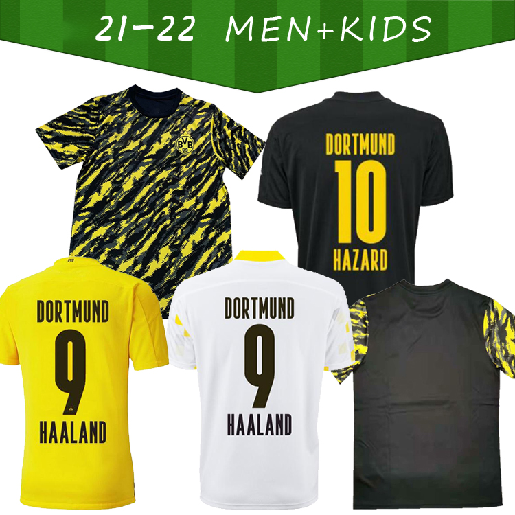 

20/21 Dortmund HAALAND football shirt REUS SANCHO soccer jersey 2021 mens kids kit Anniversary Edition EMRE CAN uniform, Black;yellow
