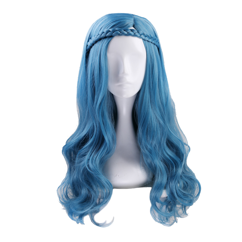 

Descendants 2 Evie Cosplay Wig Blue Green Mix Long Wavy Women Synthetic Hair Party Role Play Costume Wigs + Wig Cap, 1249b