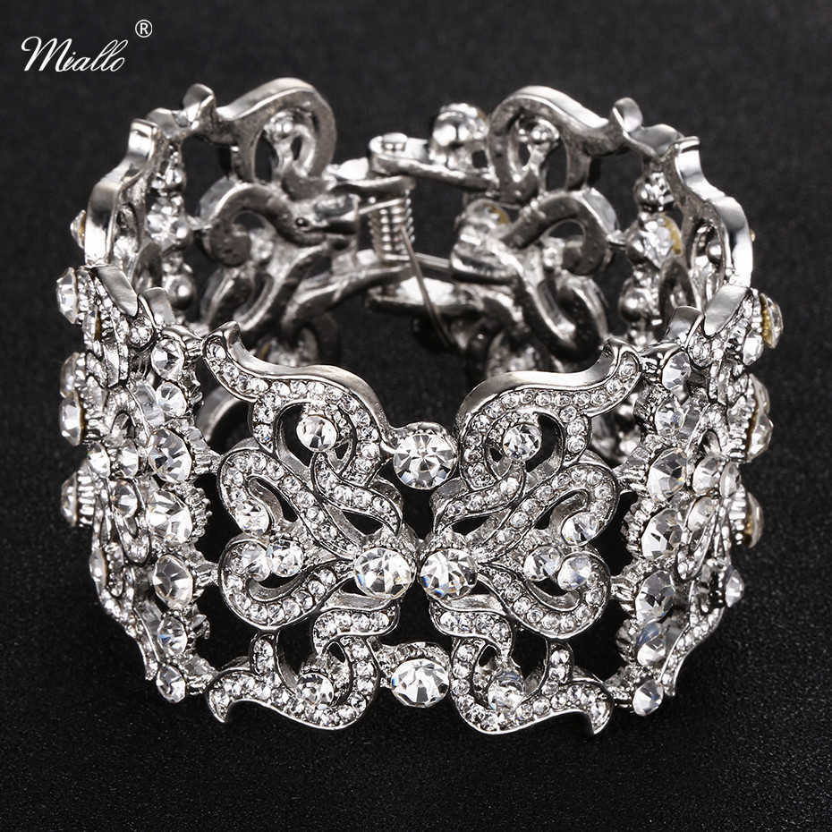 

Miallo Baroque Austrian Crystal Bracelets & Bangles Women Jewelry Accessories Fashion Charms Cuff Bracelet Metal Alloy Bangles Q0717