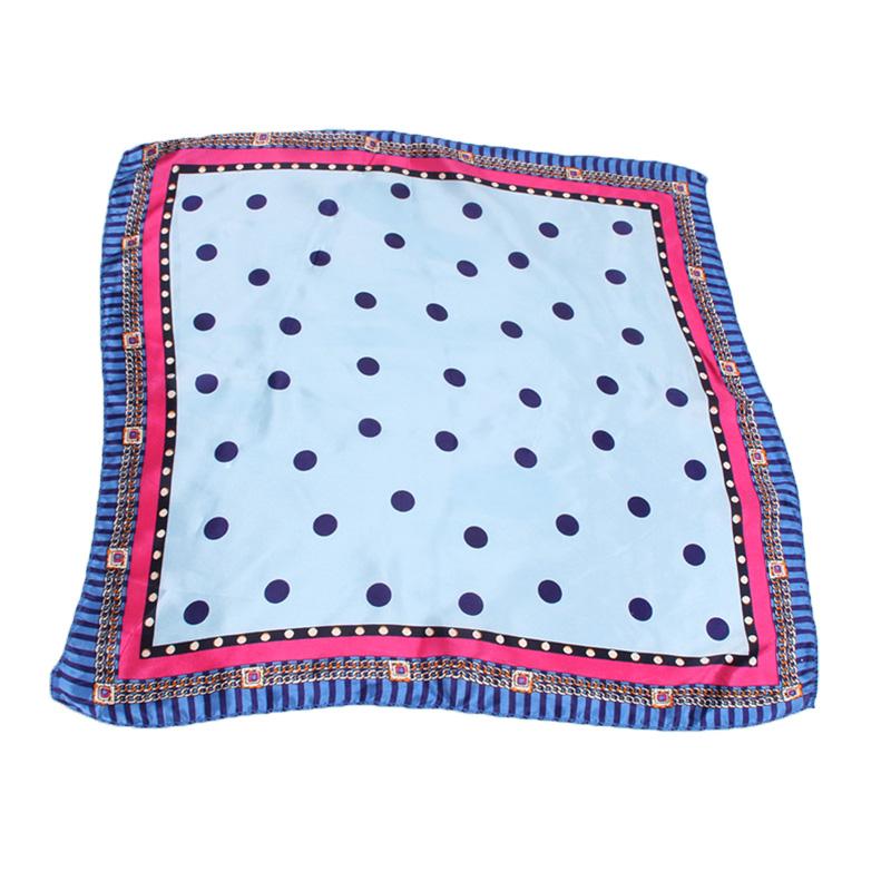 

Scarves 2pcs/pack Blue Wave Point 50*50CM Small Square Hair Scarf Women Neck El Waiter Flight Attendant Business Bandana Silk