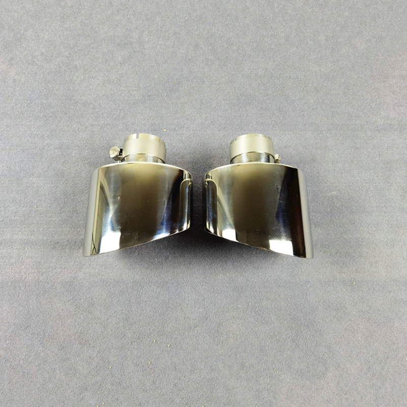 

2 PCS Single Muffler Pipes Silver/ Black Stainless Steel For A3 A4 Update RS3 RS4 Car Rear Exhaust Tips