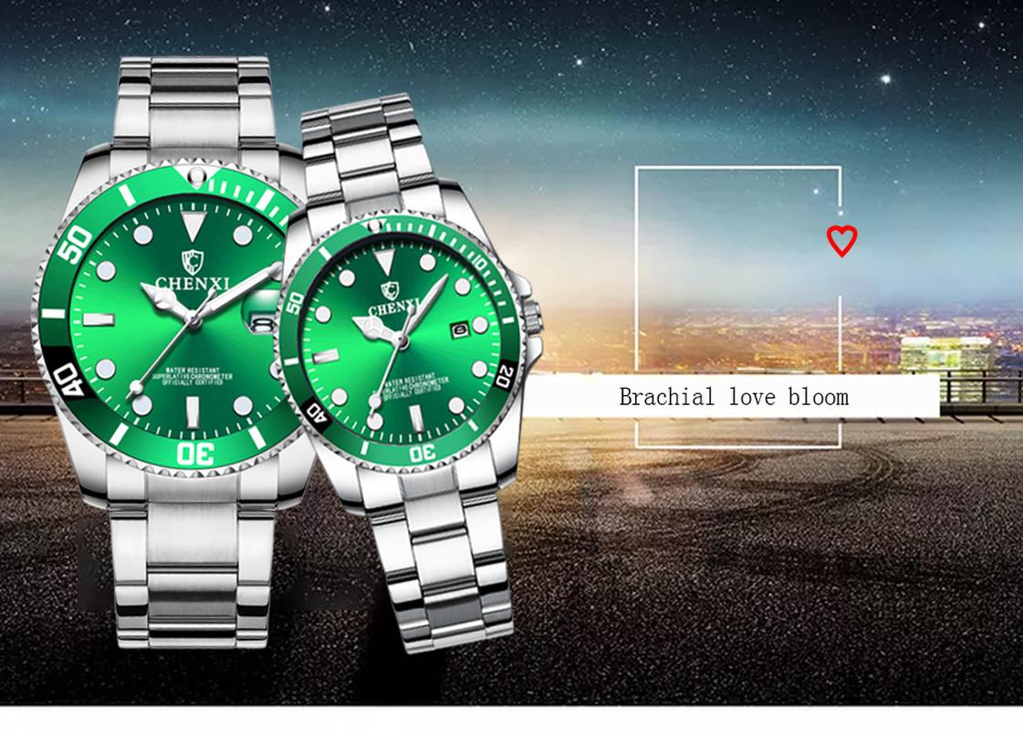 

Wristwatches CHENXI Couples Business Watch Casual Premium Waterproof Luminous Luxury Fashion Green Water Ghost Men's Quartz WA186, Woman