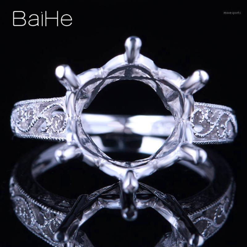

Cluster Rings BAIHE Sterling Silver 925 About 11-12mm Flawless Round No Main Stone Engagement Wedding Women Fine Jewelry Gift Semi Mount Rin1