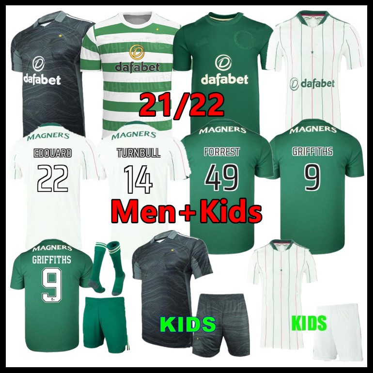 

FANS Player version 21 22 Celtic Soccer Jerseys MCGREGOR GRIFFITHS 2021 2022 DUFFY FORREST CHRISTIE EDOUARD Elyounoussi Turnbull Home Men kids Football Shirts AWAY, Black