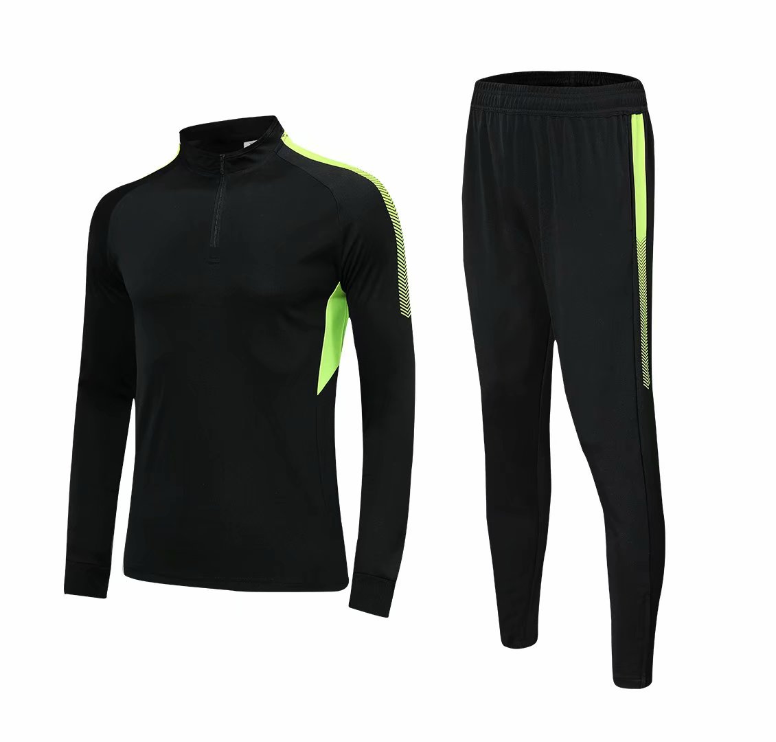 

#C03 Can be customized soccer Tracksuit Track kit running jacket chandal training suits sports wear And trousers, Black