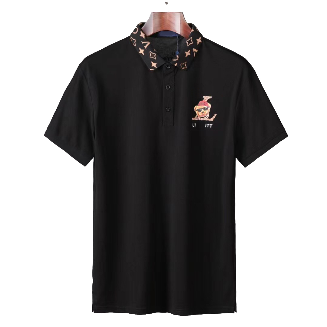 

2021 luxury brand mens designer polo T shirt summer fashion breathable short-sleeved lapel casual top M-2XL#09, Black