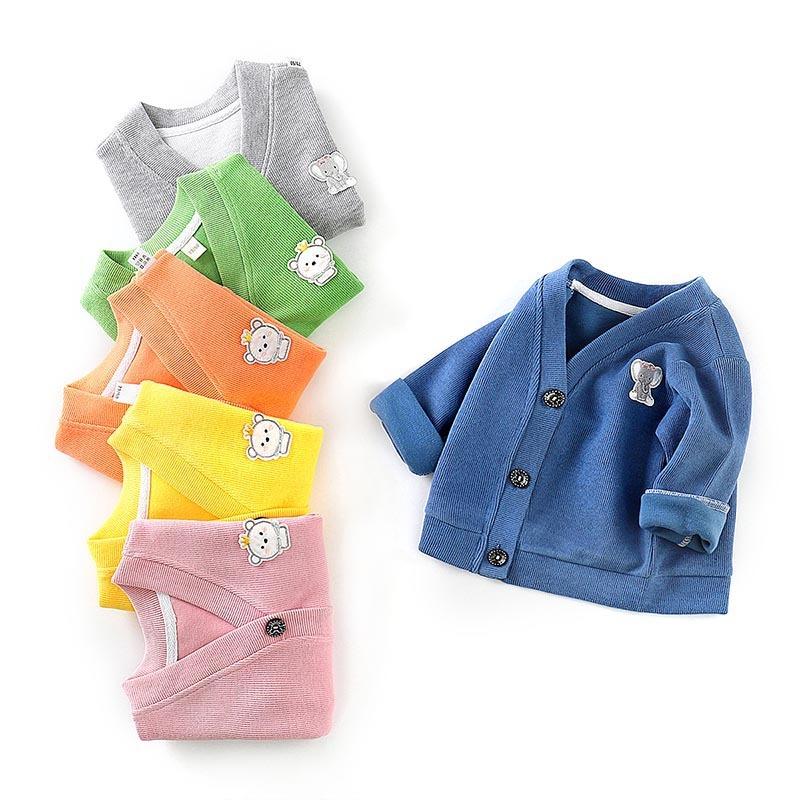 

Jackets Spring Autumn Baby Plush T-shirt V-neck Cardigan Coat Boy Girl Long Sleeve Children's Top, Blue;gray