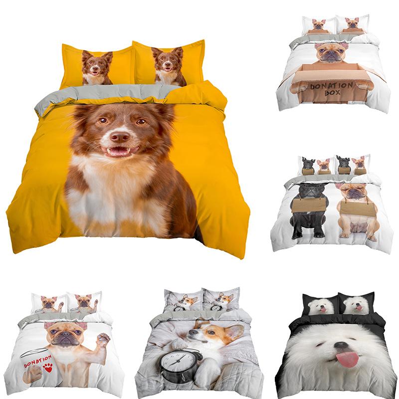 

Trendy Puppy Pug Bedding Hippie Style Pet Duvet Cover Set King  Size Sets
