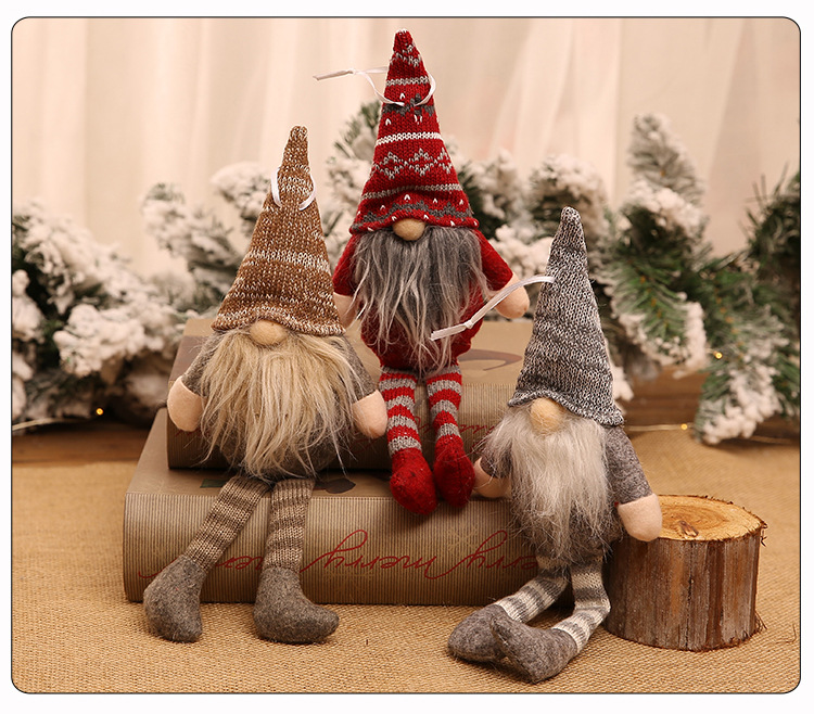 Classic Christmas Ornament Knitted Plush Gnome Doll Christmas Trees Wall Hanging Pendant Holiday Decor Gift Tree Decorations