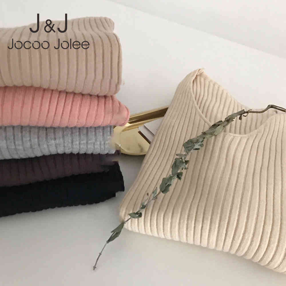 

Jocoo Jolee Women Knitted Ribbed Pullover Sweater Sexy V Neck Long Sleeve Knit Sweater Soft Warm Slim Jumpers Casual Bottoming 210518, Khaki