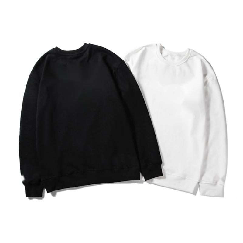 

C-1016 Autumn Women Men Clothes Hoodies Black White Casual Loose Round Collar Sportswear Long Sleeve Sweatshirts Tops Pullovers