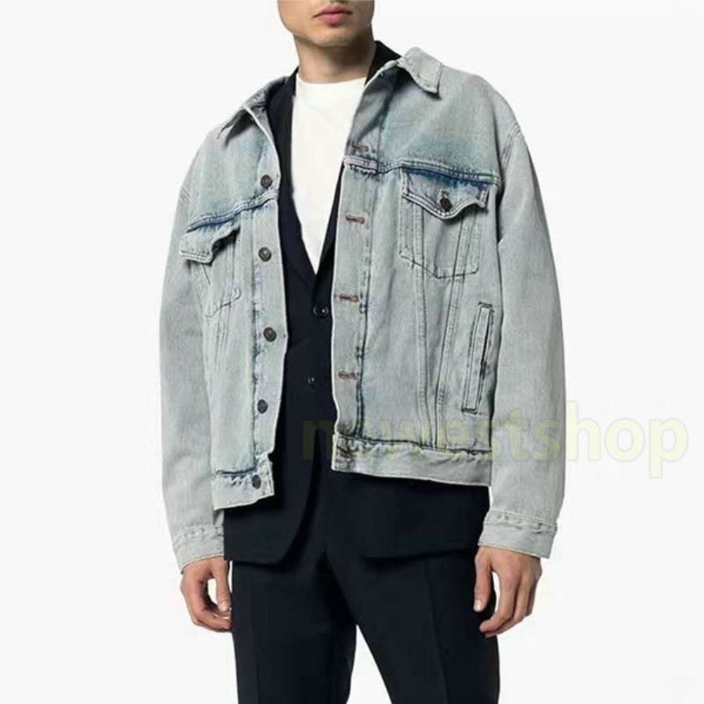 

2020 new Europe Autumn Back Paris Embroidery Print Washing Old jacket Men womens Long Sleeve Denim Jeans Jacket Vintage Streetwear Coat, Black;brown