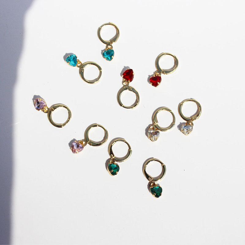 

Dangle & Chandelier TARCLIY Fashion Colorful Small Love Rhinestone Earrings Simple Ear Buckle Women Heart-Shaped Cute Drop Earring Jewelry