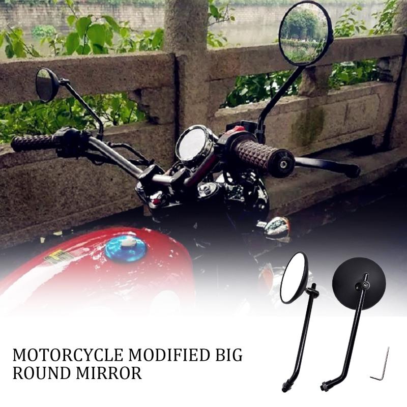 

Motorcycle Mirrors 1Pair Black Cafe Racer Retro Modified Coffee Climb Rearview Mirror Small Round Accessories