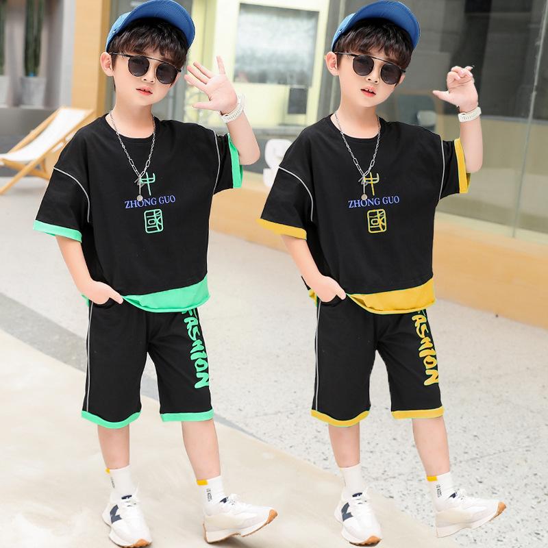 

Clothing Sets Summer Teenage Boys Set Short Sleeve T Shirt & Shorts Casual Kids Sports Suits 5 7 9 10 12 13 Years Child Boy Clothes, Yellow