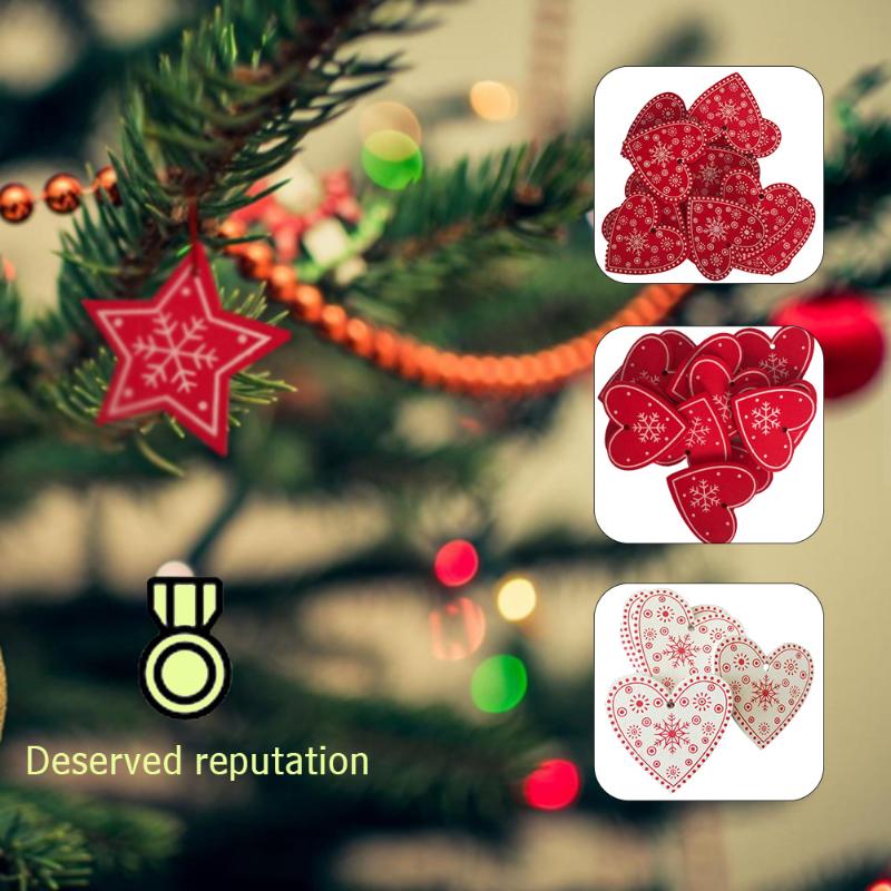 

Christmas Decorations 2022 10 Pieces Of Natural Wooden Heart-shaped Stars, Snowflakes, Tree Pendants For Home Wedding