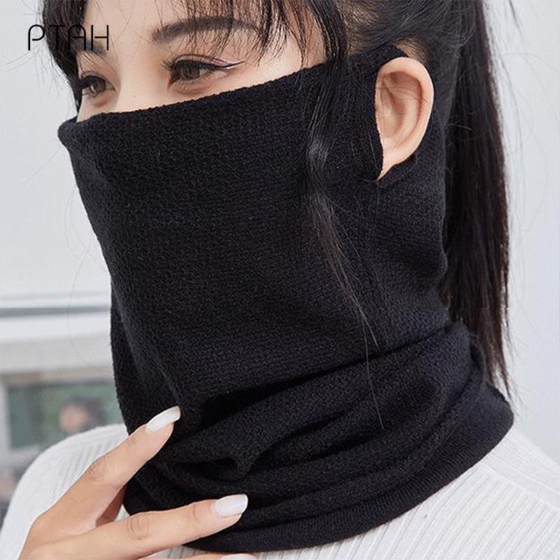 

Scarves [PTAH] Neckerchief Winter Women Children Warmer Cotton Brushed Knit Neck Circle Ski Climbing Scarf