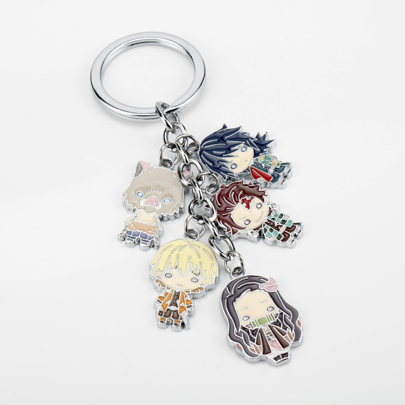

Demon Slayer Keychain Kimetsu no Yaiba Theme Keyrings Jewelry Anime Figure Enamel Pendant Metal Key chain Cute Gift For Friends