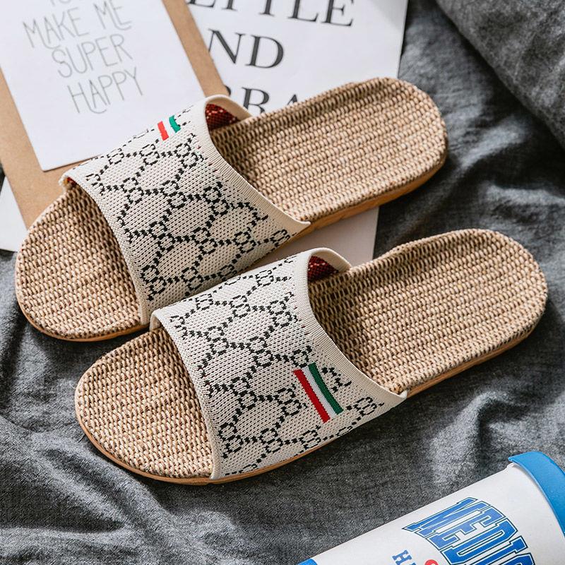 

2022 Summer Fashion Slipper Large Size 35-44 High Quality Indoor Four Seasons Non-Slip Soft Low Linen Sandal for Women