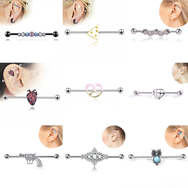 

Stud Steel Industrial Barbell For Women Men Cartilage Earring Body Piercing Jewelry Oreja Ring