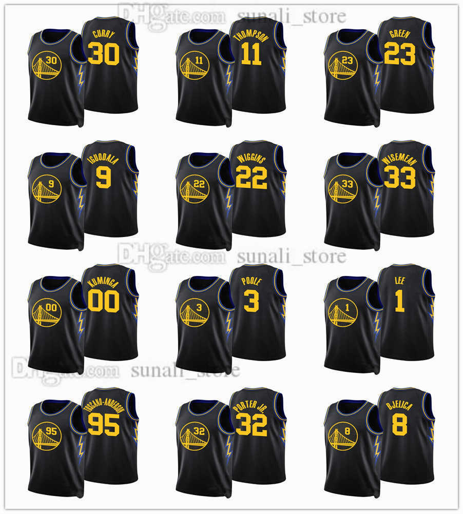 

2021-22 City 75th Black Basketball Jerseys Stephen 30 Curry Klay 11 Thompson Andrew 22 Wiggins 3 Poole Draymond 23 Green Otto 32 Porter Jr., Color1
