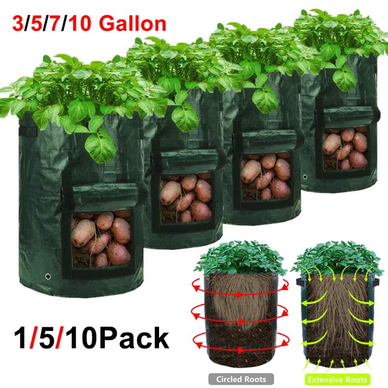 

Potato Grow Container Bag DIY Planter PE Fabrics Planting Vegetable Gardening Thicken Pot Garden Tools D30 Planters & Pots
