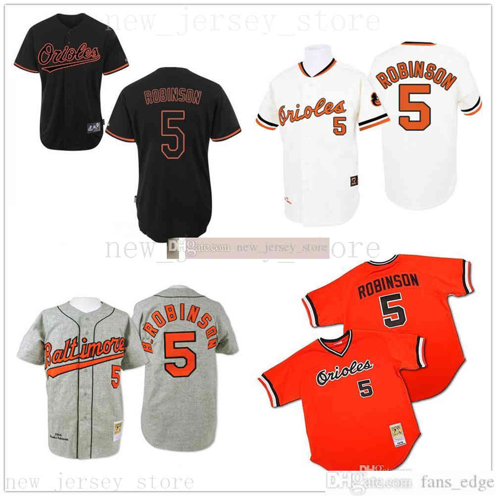 

Retro White grey orange black 1970 Throw Baseball Brooks Robinson Authentic Jersey Mens women kids #5 And Ness Be Orioles, Blue;black