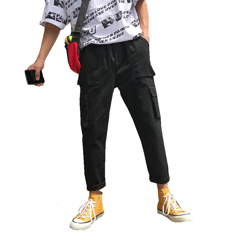 

Men's Pants Multi-pocket Hong Kong Fashion Brand Casual Overalls Straight Cloth Japanese Korean 7UDQ, Champagne