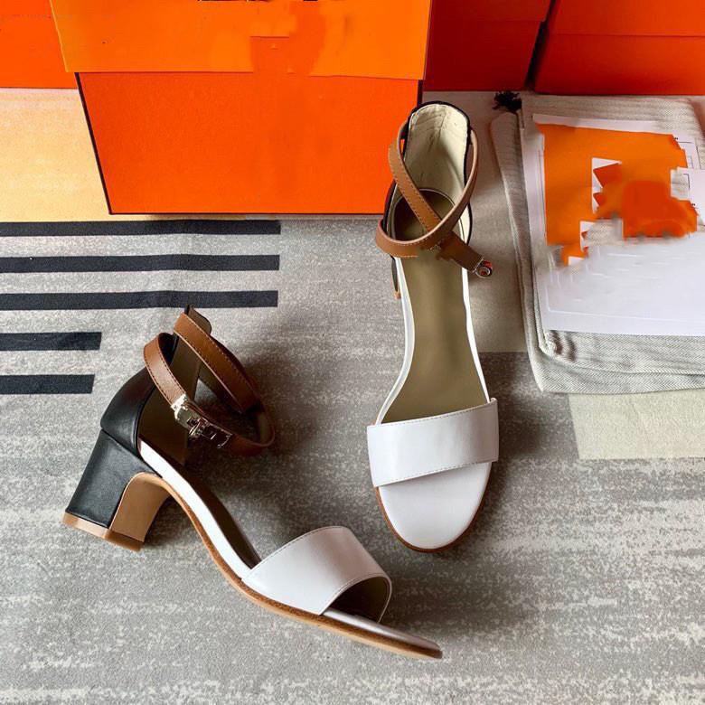 

Sandals Sandal Women's Summer 2021 Korean Version All-match Middle Heel Chunky With One Buckle Fairy Style Roman High Heels, Black